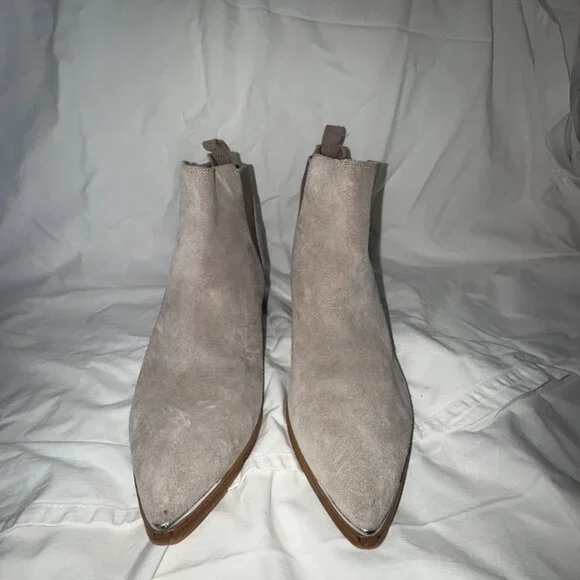 Marc Fisher Taupe Suede Pointed Toe Booties - Picture 2 of 7